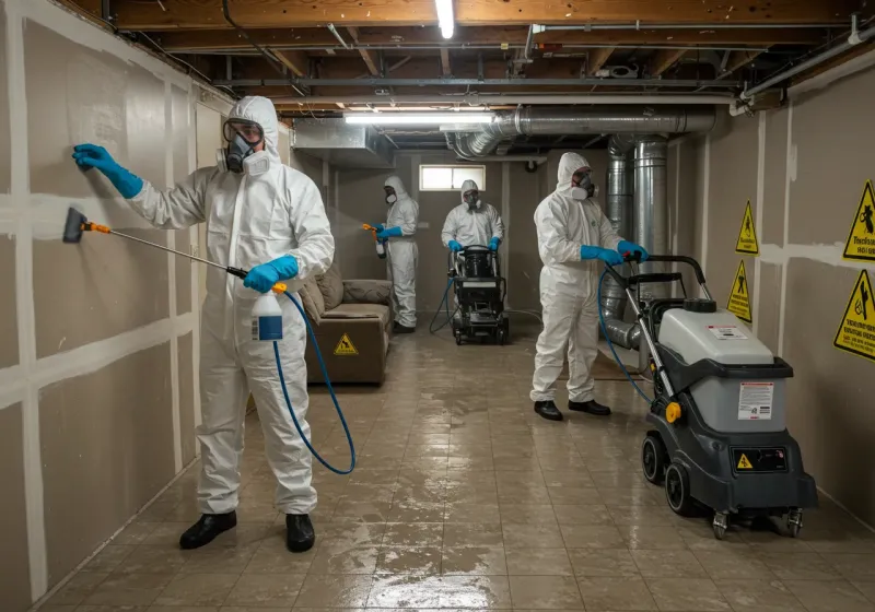 Basement Moisture Removal and Structural Drying process in Sunset, FL